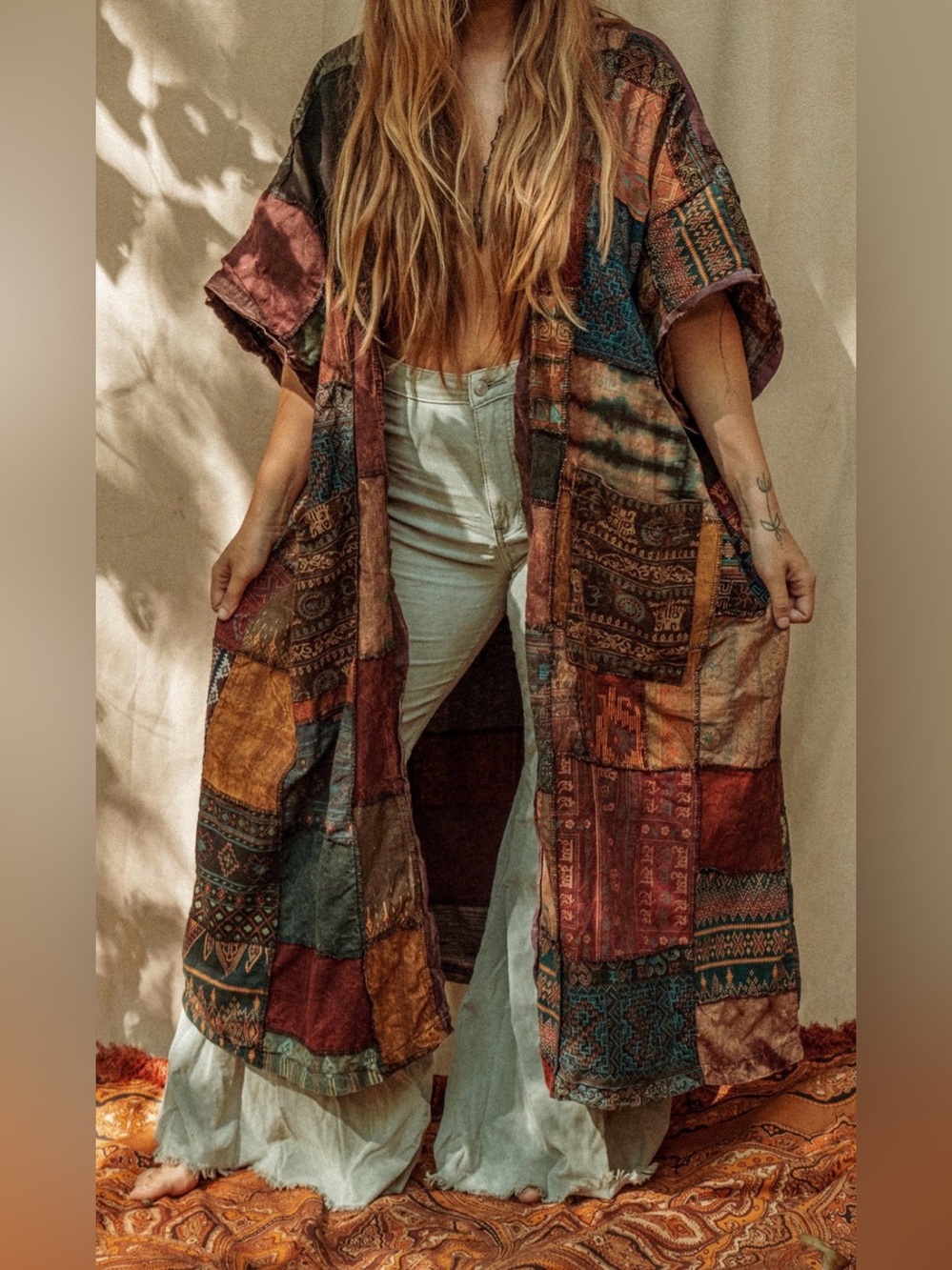Garden Belle Boho Patchwork Duster Kimono - Multicolor